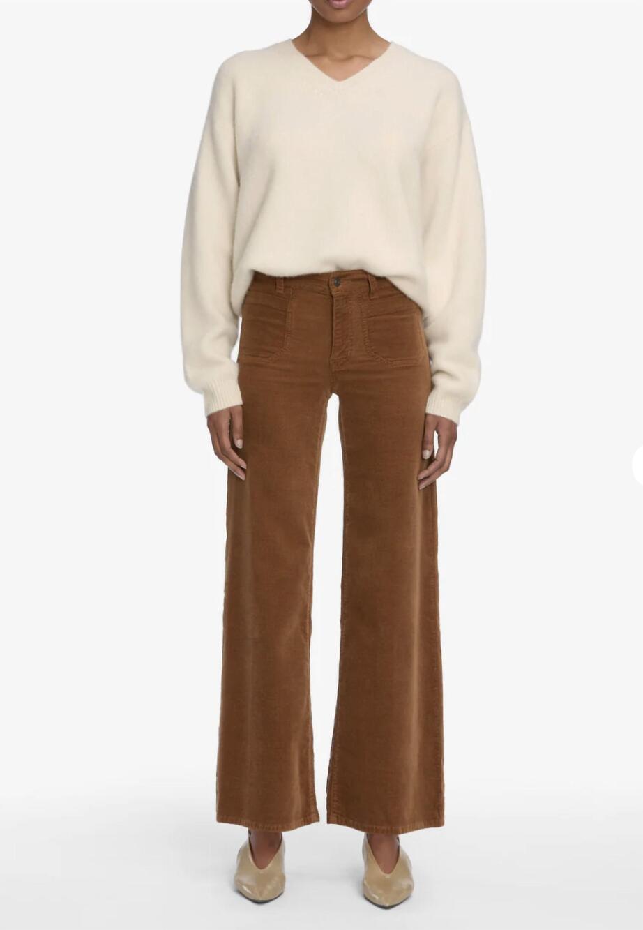 NEW FRAME le slim palazzo modernist pocket pants in maple brown